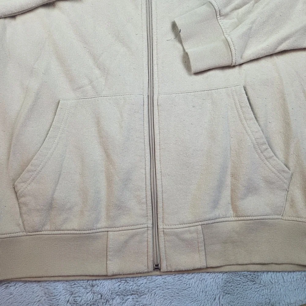 True Religion Zip Up Hoodie Mens XL Buddha Horseshoe Logo Fleece Graphic Khaki